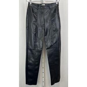 WILFRED Aritzia Rebel Pants 74688 Vegan Leather High Rise Black Size 4